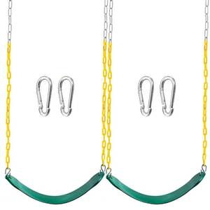 lot 13396 image: TURFEE 2 Pack Green Swing Seats Heavy Duty with 66in Chain, Swing Set Accessories Replacement with Snap Hooks for Kids Outdoor Play Playground, Trees, Playground(Green)