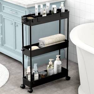 lot 13401 image: SPACELEAD Slim Storage Cart 3 Tier,Bathroom Organizer Rolling Utility,Mobile Shelving Unit Slide Out for Office, Kitchen, Laundry Room and Narrow Places,Black