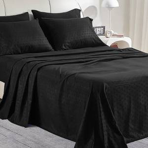 lot 13402 image: SLEEP ZONE Luxury Embossed Sheets Set Full Size, Black Honeycomb Pattern Sheet and Pillowcase Sets 4 Piece - Super Soft, Wrinkle Free, Fade Resistant, Deep Pocket 16in (Black, Full)