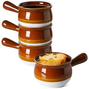 lot 13410 image: LE TAUCI French Onion Soup Bowls, 22 Ounces Ceramic Soup Bowls with Handles for Soup, Cereal, Chilli, Beef Stew, Soup Crocks Oven Safe and Stackable, Set of 4