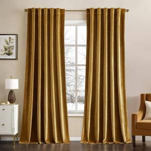 lot 13411 image: MIULEE Gold Velvet Curtains 84 inches - Luxury Room Darkening Curtains for Bedroom Living Room Thermal Insulated Super Soft Blackout Window Drapes Back Tab, Golden, W52 x L84 inches, 2 Panels