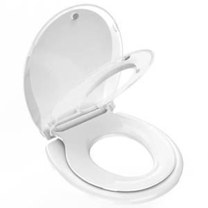 lot 13412 image: Toilet Seat with Toddler Seat, Potty Training Toilet Seat Round 2 in 1 Soft Close Quiet No Slapping, Magnetic Absorption, Easy to Install and Clean,White