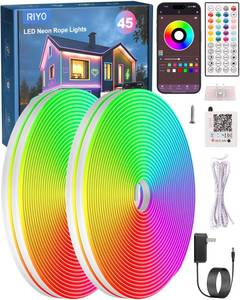 lot 13413 image: RIYO Neon Rope Lights, 150Ft RGB LED Strip Lights - App and Remote Control, Music Sync, IP67 Waterproof, Flexible Cuttable Neon Lights for Bedroom, Gaming, Party, Outdoor Decor, Multiple Modes
