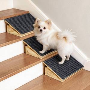 lot 13416 image: Adjustable Dog Ramp for Stairs with 3 Heights, Anti-Slip Small Dog Ramp for Indoor and Outdoor, Solid Wood Pet Steps for SmallSeniorInjured Dogs, Gentle Slop Ramp for Stairs with Carpet Surface