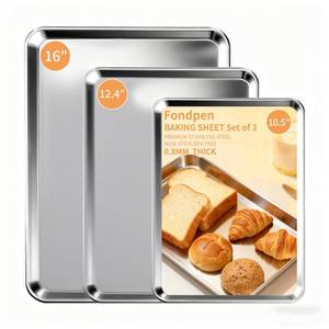 lot 13417 image: Baking Sheet Set of 3, Stainless Steel Cookie Sheets Baking Sheet Pan, 10.512.416 Inch, Thicker and Firmer Baking Pans Set, Non-stick, Non toxic and Heavy Duty and Easy CleanDishwasher Safe