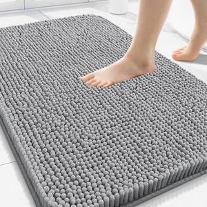 lot 13421 image: Arotive Bathroom Rugs 30x20, Extra Soft Absorbent Shaggy Chenille Bath Rugs, Machine Washable Rubber Backing Non-Slip Bath Mats for Bathroom Floor Tub and Shower, Home Decor Accessories, Light Grey