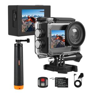 lot 13422 image: SVBONY SVGo2 4K30FPS Underwater Camera, EIS 2.0 Dual Touch-Screen Waterproof Camera Underwater, 50MP 5X Zoom, Remote Action Camera with Floating Selfie Stick, 2 Batteries for Snorkeling, Skiing