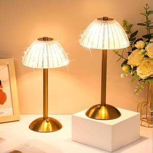 lot 13434 image: Liliful 2 Pcs Cordless Table Lamp Rechargeable Touch LED Small Gold Portable Battery Operated USB-c Desk Lamp 3 Color Dimmable for Bedroom Living Room Dining (Gold,Mushroom Style)