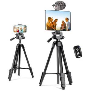 lot 13435 image: Aureday Phone Tripod Stand, 64in Extendable Cell PhoneandCamera Tripod with Wireless Remote and Phone Holder, Aluminum iPad Tripod for Video RecordingSelfiesLive StreamVlogging