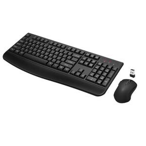 lot 13438 image: Wireless Keyboard and Mouse Combo, Full-Sized 2.4GHz Wireless Keyboard with Comfortable Palm Rest and Optical Wireless Mouse for Windows, Mac OS PCDesktopsComputerLaptops (Black)