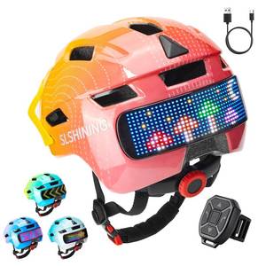 lot 13440 image: QAQ Bike Helmet for Kids 8-145-8 with Rechargeable 64 LED Safety Light Patterns Remote Control, Toddler Helmet for Kids 3-5 Breathable and Lightweight, Adjustable Detachable Visor for Multi-Sport