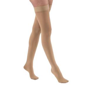 lot 14162 image: JOBST Relief Thigh High Graduated Compression Stockings 15-20mmHg - Comfortable Unisex Design with Silicone Dot Band - Closed Toe, Beige, X-Large