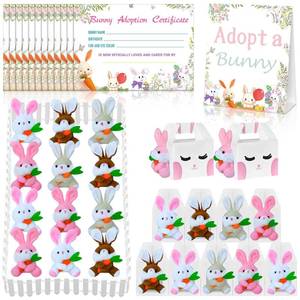 lot 14178 image: Gaiaring 38 Pcs Adopt a Bunny Pet Adopt an Animal Party Favor Include 12 Mini Plush Bunny 12 Foldable Boxes 12 Adopt Cards 1 Sign 1 Fence for Adopt A Rabbit Party Favors(Cute)