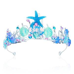 lot 14183 image: YARIEW Mermaid Crown, Costume Tail, Starfish, Fish Scales, Seashell Hair Accessories for Girls, Wide Headband, Birthday Party Gifts
