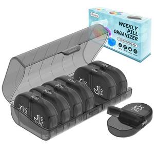lot 14194 image: Serfeymi Weekly Pill Organizer 2 Times a Day Travel Medicine Pill Organizer AM PM Pill Box 7 Day with Protection Pill Case Daily Medication Organizer for Vitamins, Fish Oil-Black CaseBlack Pill Box