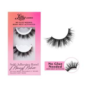 lot 14195 image: Lilly Lashes 3D Self Adhesive Eyelashes, No Lash Glue Needed, Body Heat Activated Press on Lashes, Reusable Self Adhesive Eyelashes Up to 5x, Easy to Apply and Remove (MoneyMaker)