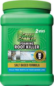 lot 14202 image: Green Gobbler, FOAMING Root Killer  Kills Tree Roots in Pipes and Sewer Lines  Contains No Copper Sulfate  Safe for Pipes and Septic - 2 USES, 4 LBS