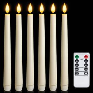 lot 14205 image: Meigic 6 Pcs Flameless Taper Candles with Remote, Timer, Plastic Battery Operated Window Candles, 9.6 Inches Ivory LED Candlesticks, for Halloween Christmas Home Decoration