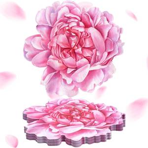 lot 14231 image: Set of 100 Peony Placemat Pink Floral Place Mats Spring Paper Placemats Disposable for Dining Table Parties Wedding Kitchen Decor Bridal Shower, 13 x 13 Inch