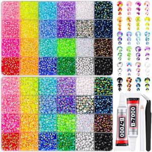 lot 14232 image: 2 Boxes 345mm Jelly Rhinestones for Bedazzling, 22000Pcs Multicolor Flatback Resin Gems for Crafting, Bedazzler Kit with 2Pcs 10ml B7000 Jewelry Glue for DIY Crafts Book Fabric Decor Nail Art