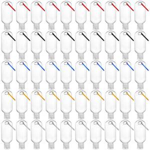 lot 14239 image: Kingrol 50 Plastic Travel Squeeze Bottles with Keychains, 2 oz Empty Hand Sanitizer Bottles, Portable Liquid Squeeze Containers for Toiletries, Cosmetics - Leak Proof, Refillable