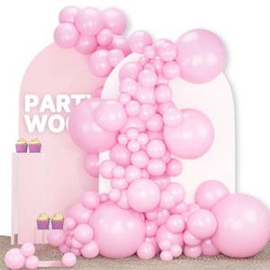 lot 14243 image: PartyWoo Baby Pink Balloons 100 pcs Different Sizes of 18 12 10 5 Inch Pastel Pale Light Pink Balloons Arch Kit Garland for Baby Shower Gender Reveal Birthday Princess Party Decorations Pink-Q05