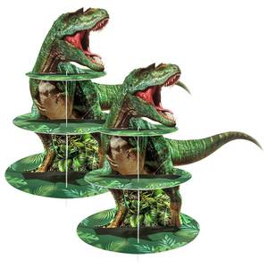 lot 14244 image: BACUTHY 2 Pack Cupcake Stand Dinosaur Birthday Party Decorations Favors, Dinosaur Cup Cake Toppers Towers Three Rex Baby Shower Supplies for BoyandGirl