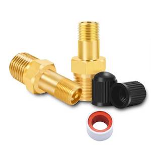 lot 14246 image: GODESON 18in NPT Tank Valve, Anti-Corrosion Brass Schrader Valve with 18in Male NPT and Caps, Air valve Using with Air Compressor Tanks (Pack of 2)