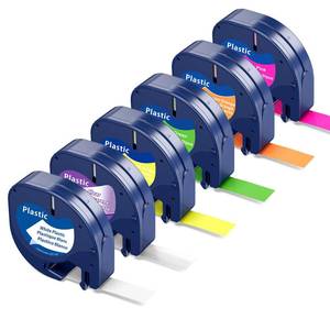 lot 14248 image: Compatible with Dymo Letratag Refills Color Plastic 12mm x 4m Letra Tag 12in x 13ft Label Maker Tape Refill for Dymo LT100H 100T 200B QX50 Printer, 6-Pack Labelife Label Tape