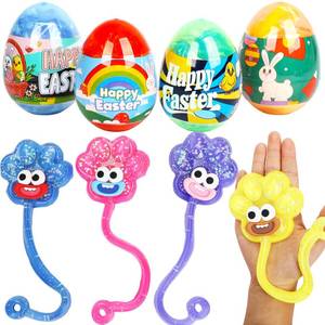 lot 14253 image: BEIGUO 4 Pack Prefilled Easter Eggs with Large Sticky Hands Toys Inside for Kids Boys Girls Easter Basket Sruffers,Party Favors,Egg Hunts