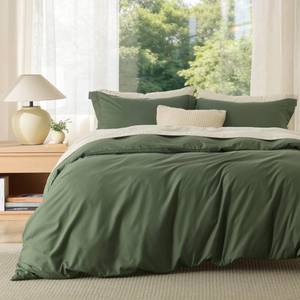 lot 14257 image: Bedsure Duvet Cover King Size - Soft Double Brushed Bedding Set for Kids and Adults, Zipper Closure, 3 Pieces, Includes 1 Duvet Cover (104inx90in) and 2 Pillow Shams, NO Comforter, Olive Green