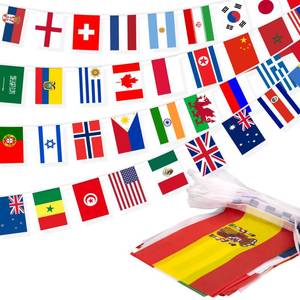 lot 14273 image: 100 Countries String Flag, 82 ft International Flags Bunting Banner, World Flag Banner Decoration for World Cup Party, School, Sports Game Events, Grand Opening, Classroom