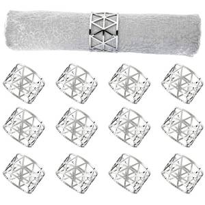 lot 14276 image: 12 PCS Silver Napkin Rings Set Napkin Holders Metal Napkin Ring for Dinning Table Decor Farmhouse Napkin Ring for Wedding Birthday Party Family Gather Table Setting Decoration(Silver)