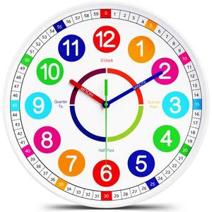 lot 14284 image: lanktoo Kids Wall Clock - Non-Ticking, Battery-Operated Time Teaching Clock for Kids, Ideal for Children�s Bedrooms, Playrooms, and Stylish Home Dcor � White, 12 Inch