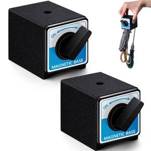 lot 14299 image: Reallnaive 2 Pcs 8T Magnetic Base Holder Bed Onoff Switch 176 Lbs Holding Power Magnetic Holder Bed M8 x 1.25 Tapped Hole Switchable Base Stand Without Adjustment Arm for Indicator 2.7in x 2.2in x 2in