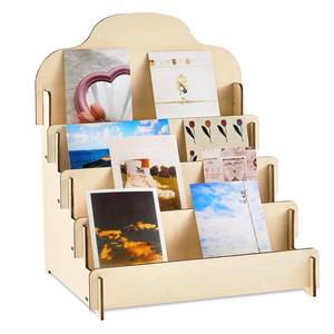 lot 14303 image: Barydat 4-Tier5-Tier large Greeting Card Display Stand Wooden Display Stand for Postcard Brochure Photos Jewelry Sticker Holder for Vendors, Counter Retail, Home Decor(11.8 x 10.4 x 14.2 Inch,Beige)