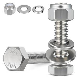 lot 14308 image: BNUOK (8 Sets) 516-18 x 1-12in Hex Head Screw Bolt,Lock Nuts,Flat and Lock Washers Kits,304 Stainless Steel 18-8,Fully Threaded