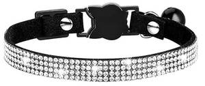 lot 14319 image: Bbmmayy Cat Collars,Rhinestone for Girl Cats Bling Kitten Flower Adjustable Breakaway Collar with Bell Soft Velvet Leather Collar for Puppy Small Dogs (Black)
