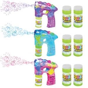 lot 14324 image: ArtCreativity 3 LED Light Up Bubble Guns, with Sound, Includes 6 Bottles of Bubble Solution Refill, Bubble Blower for Bubble Blaster Party Favors, Summer Toy, Outdoors Activity, Birthday Gift