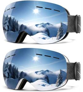 lot 14325 image: QALLY Anti Fog Ski Goggles for Men Women Snow Goggles with UV Protection Snowboard Goggles, Black Frame Silver LensWhite Frame Silver Lens