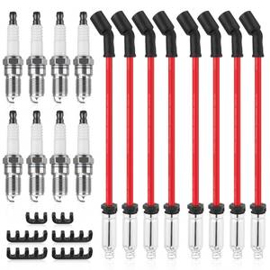 lot 14332 image: 8Pcs 41-110 Iridium Spark Plugs and M8-48322 10.4mm Silicone Spark Plug Wires Compatible with Chevy Silverado Suburban Tahoe, GMC Envoy Sierra Savana Yukon, Cadillac, Hummer, 5.3L 6.0L 6.2L V8 LS Truck