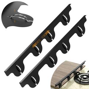 lot 14335 image: Stove Gap Covers, 2 Pack Stainless Steel Stove Gap Filler, Heat Resistant Oven Gap Filler Adjustable Length 13.8in to 27.5in, Range Trim Kit Non-Slip Stove Guard Between Stove Top and Counter - Black