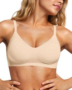 lot 14338 image: Vertvie Womens Seamless Jelly Bras No Underwire Comfort Push Up Bras Buttery Soft Wireless Bralette Full Coverage Sports Bra(Sand Color,XX-Large)