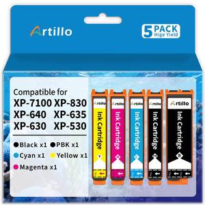 lot 14345 image: Artillo Remanufactured Ink Cartridge Replacement for Epson 410XL Ink Cartridges 410 XL T410XL for Epson Expression XP-7100 XP-830 XP-640 XP-635 XP-630 XP-530 Printer (PBBKCMY, 5 Pack)