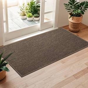 lot 14353 image: LEKEEPGO Door Mat 24inx47in, Non Slip Door Mat Indoor Entrance, Rubber Backing Front Indoor Doormat Washable Absorbent Low-Profile Entryway Entry Resist Dirt Inside Door Mats, Brown