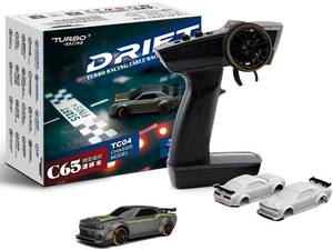 lot 14374 image: FLYCOLOR Turbo Racing 176 Scale Drift RC Car with Gyro Mini Full Proportional RTR 2.4GHZ Remote Control with 2 Replaceable Body Shell (C65-GREY)
