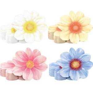 lot 16082 image: Qilery 100 Pcs Flower Shaped Napkins Disposable Floral Paper Napkins 4 Style Floral Shaped Cocktail Towel Tulip Lunch Dinner Towel for Tableware Wedding Bridal Baby Shower Tea Birthday Party(Classic)