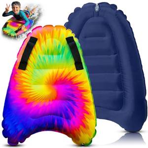 lot 16101 image: JAMBO Inflatable Surf Body Board with Handles, Boogie Board for Beach, Surfing Swimming Floating Surfboard Boards, Pool Floats Pool Beach Toy for Kids (Tie-Dye Bodyboard) - 1 Pack