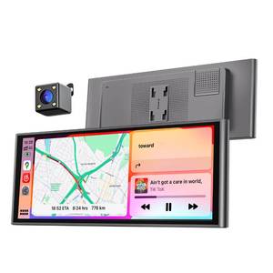 lot 19220 image: Krunia 9.26in Wireless Portable Car Play Screen for CarPlay and Android Auto, OTA Updates, Backup Camera, Mirror Link, 5.0 Bluetooth, Voice Control, GPS Navigation, FM (Gray)