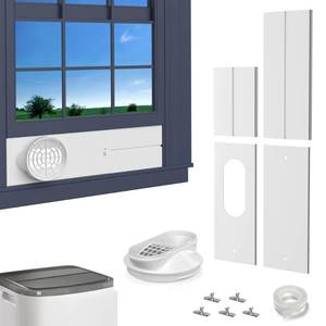 lot 19223 image: Cestluck Portable AC Window Vent Kit Universal Coupler Fits 5.1in and 5.9in Exhaust Hose, Air Conditioner Window Kit with Upgraded Seal Plates, Adjustable VerticalHorizontal Window Kit, Up to 56 Inches